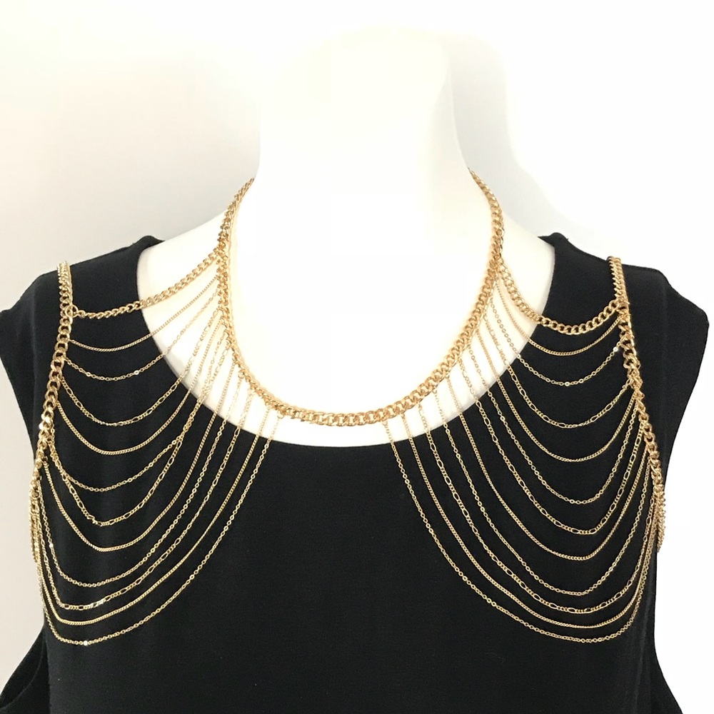 Necklace gold body chain layered boutique jewelry